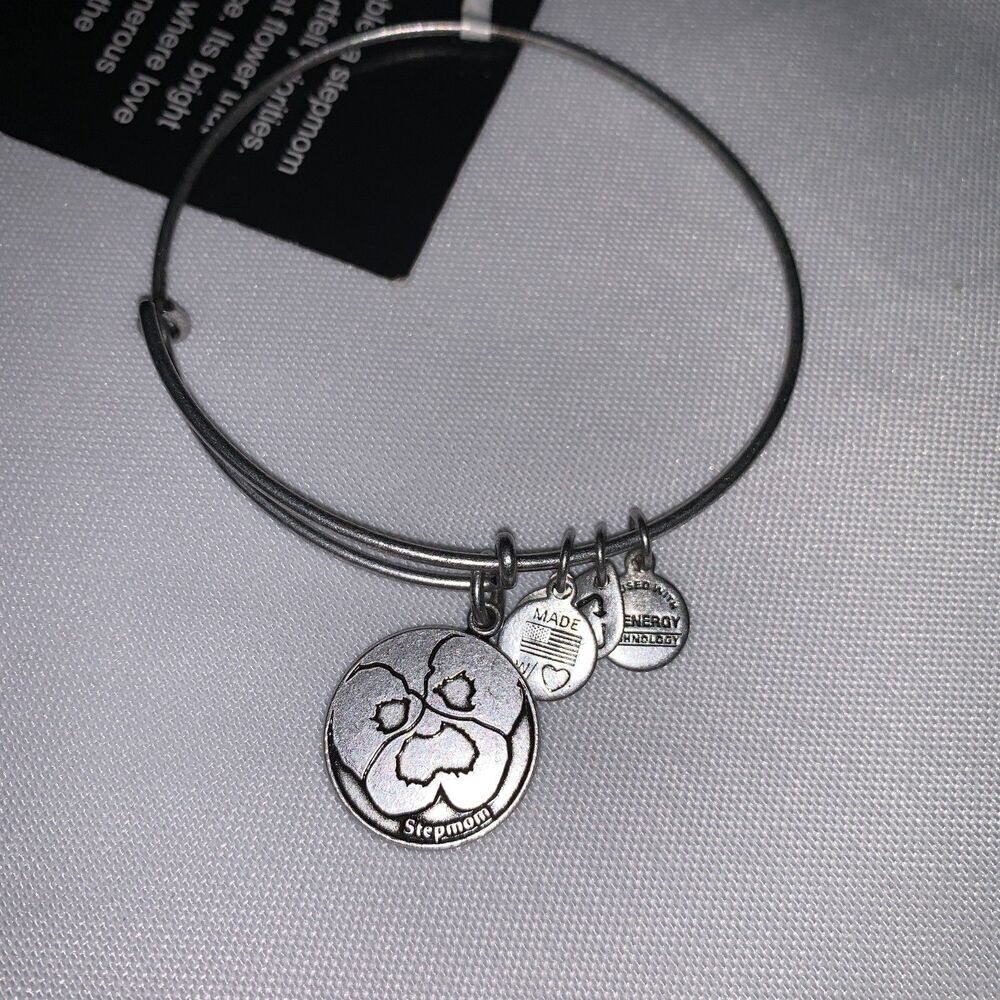 women's Alex and Ani Because I Love You Stepmom Charm Bangle
